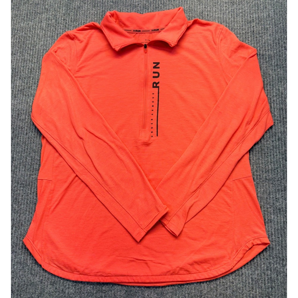 Under Armour HeatGear Run Womens XL Orange 1/4 Zip Long Sleeve Running Top